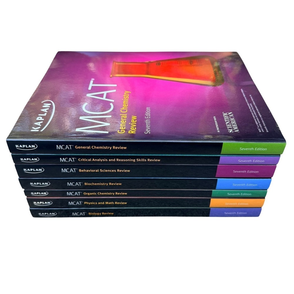 Kaplan MCAT Review 7 Book Box Set Seventh Edition Test Prep Study Guide